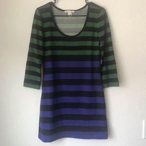 Striped Derek Heart Sweater Dress Long Sleeved